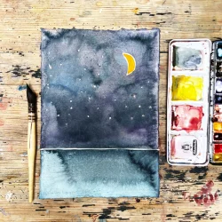 Akvarel - Nattens favn - ca A4