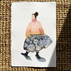 Akvarel - In blue skirt - A4