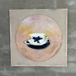 Oliemaleri - Kaffekop 30x30cm