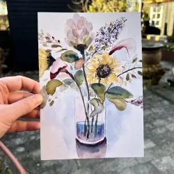 A5 kort - Buket med solsikke 