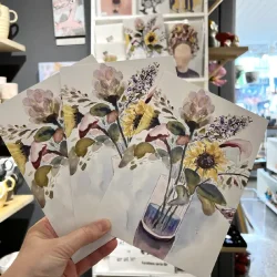 A5 kort - Buket med solsikke - 3 ens