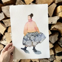 Akvarel - In blue skirt - A4