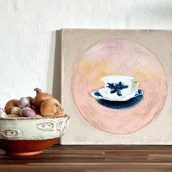 Oliemaleri - Kaffekop 30x30cm