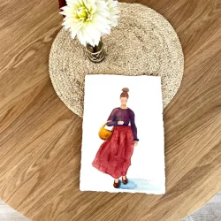 Akvarel - Fannik i rd nederdel - A4