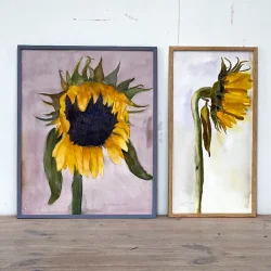 Akvarel - Solo solsikke - 26x52cm inkl ramme