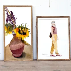 Akvarel - Op mod solen - INDRAMMET 30X40CM