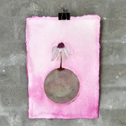 Akvarel - Grn kugle med blomst - A4