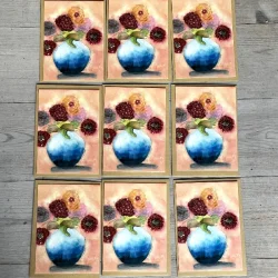 A6 kort - Georginer - 9 stk kort inkl kuvert 