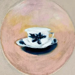 Oliemaleri - Kaffekop 30x30cm