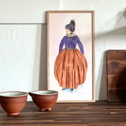 Akvarel - Dragten - 26x51cm indrammet