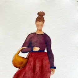 Akvarel - Fannik i rd nederdel - A4