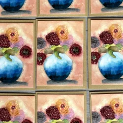 A6 kort - Georginer - 9 stk kort inkl kuvert 