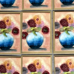 A6 kort - Georginer - 9 stk kort inkl kuvert 