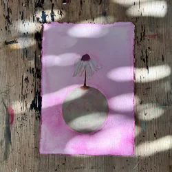 Akvarel - Grn kugle med blomst - A4