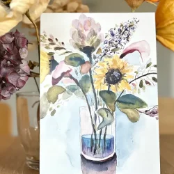 A5 kort - Buket med solsikke 