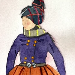 Akvarel - Dragten - 26x51cm indrammet