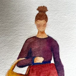 Akvarel - Fannik i rd nederdel - A4