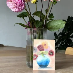 A6 kort - Georginer - 9 stk kort inkl kuvert 