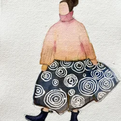 Akvarel - In blue skirt - A4