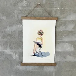 Akvarel - Flowerhead reading in the sun - A4