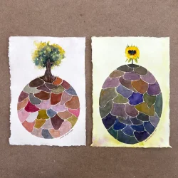 Akvarel - Tr med cirkel - A4