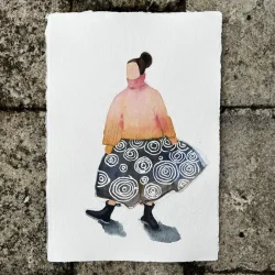 Akvarel - In blue skirt - A4