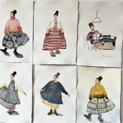 Akvarel - In blue skirt - A4