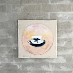 Oliemaleri - Kaffekop 30x30cm