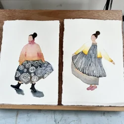 Akvarel - In blue skirt - A4