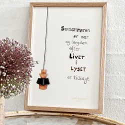 Original akvarel - Sensommer - A4 inkl massiv egetr�ramme