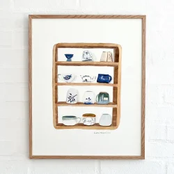 Original akvarel - Kop-reol - 50x40cm inkl egetr�ramme