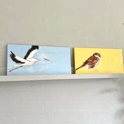 Oliemaleri - Lille spurv - 20x40cm