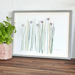 Original akvarel - Purl�g i gr� ramme - 30x40cm