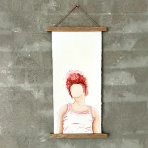 Akvarel - Pink head - 42x19cm inkl magntophng