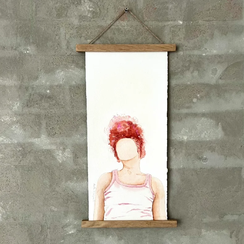 Akvarel - Pink head - 42x19cm inkl magntophng