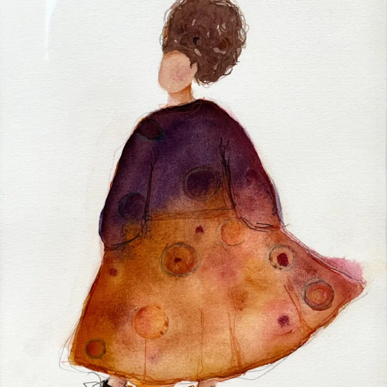 Akvarel - Sister - A4 inkl hndmalet ramme med artglas