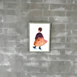 Akvarel - Sister - A4 inkl hndmalet ramme med artglas