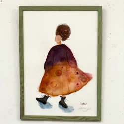 Akvarel - Sister - A4 inkl hndmalet ramme med artglas
