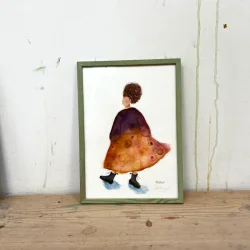 Akvarel - Sister - A4 inkl hndmalet ramme med artglas