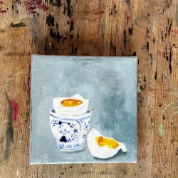 Oliemaleri - S�ndag morgen - 20x20x4cm