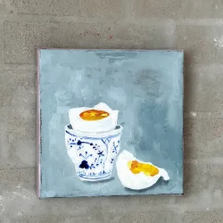 Oliemaleri - S�ndag morgen - 20x20x4cm