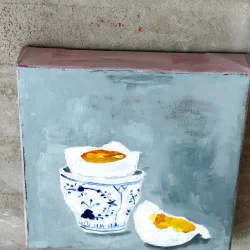 Oliemaleri - S�ndag morgen - 20x20x4cm