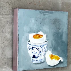 Oliemaleri - S�ndag morgen - 20x20x4cm