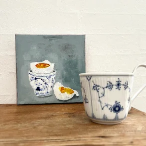 Oliemaleri - S�ndag morgen - 20x20x4cm