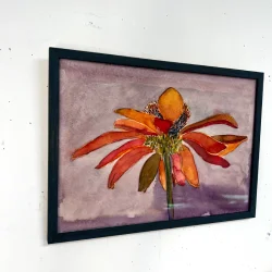 Akvarel - Solhat - A4 inkl hndmalet ramme