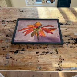 Akvarel - Solhat - A4 inkl hndmalet ramme