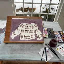 Akvarel - stjernesweater - 30x40cm