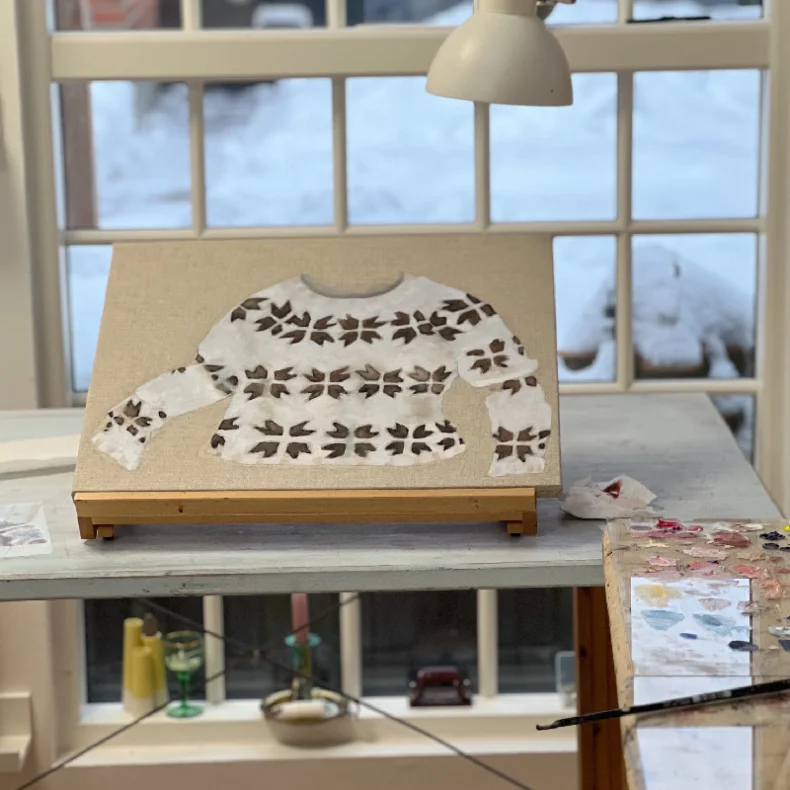 Oliemaleri - Stjernesweater - 40x50cm