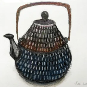 Mixed media - Tepotte stbejern - 30x40cm inkl egetrramme med artglas