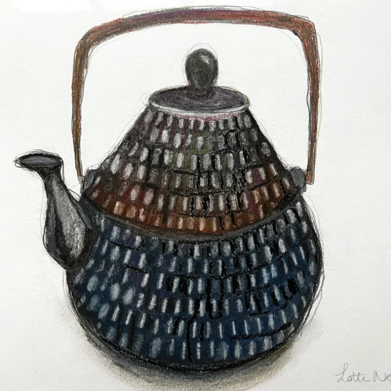 Mixed media - Tepotte stbejern - 30x40cm inkl egetrramme med artglas